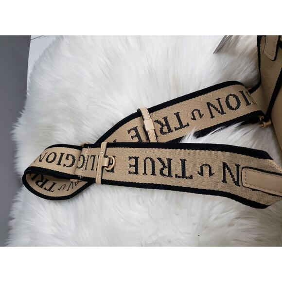 NEW True Religion Hobo Crossbody CRESCENT MOON Logo Strap Purse Bag y2k Camel - Picture 4 of 8